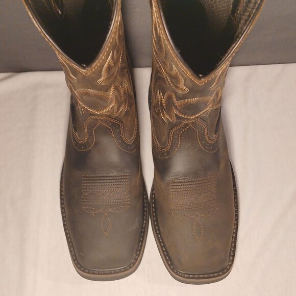 Wolverine Mens Rancher Work Boots 7.5M Brown Leather Mid Calf Steel Toe Western - Picture 6 of 16